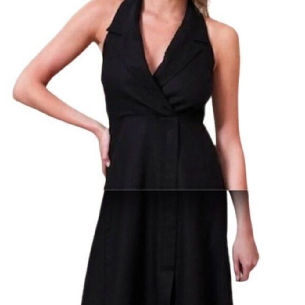 Size 6 Black Banana Republic Linen Halter Dress